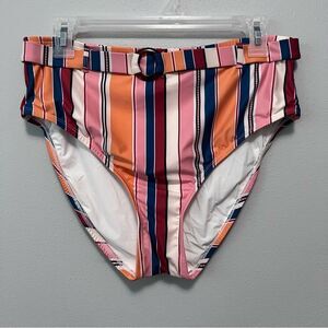 Modcloth Multicolor Striped Swim Bottoms W/Belt Size L